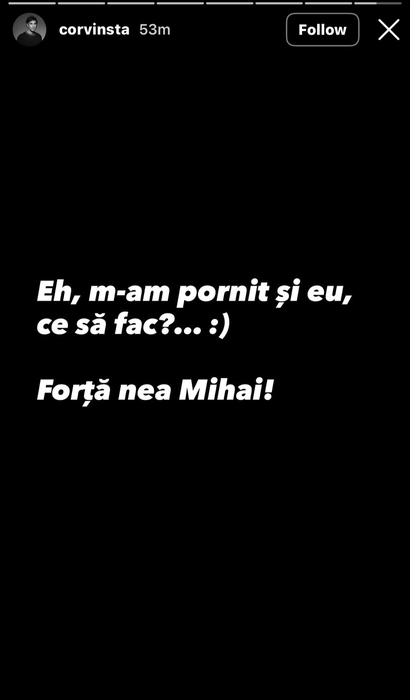 sursă foto: Instagram @cristiancorvin