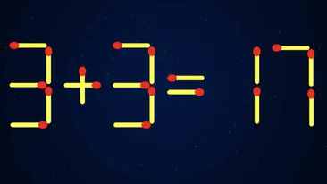 Test de inteligență | Mutați două bețe de chibrit pentru a corecta 3 + 3 = 17