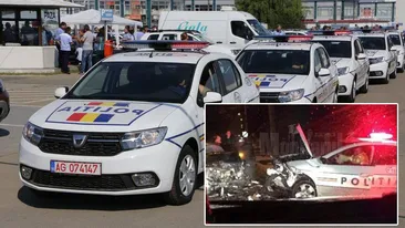 Scandalos! Ce s-a întâmplat când un Logan nou de Politie s-a izbit frontal cu un Mercedes