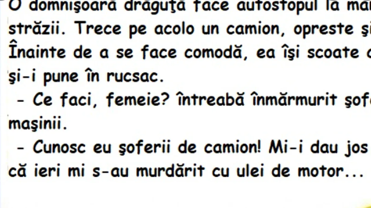 BANC | O domnișoară drăguță face autostopul la marginea străzii....