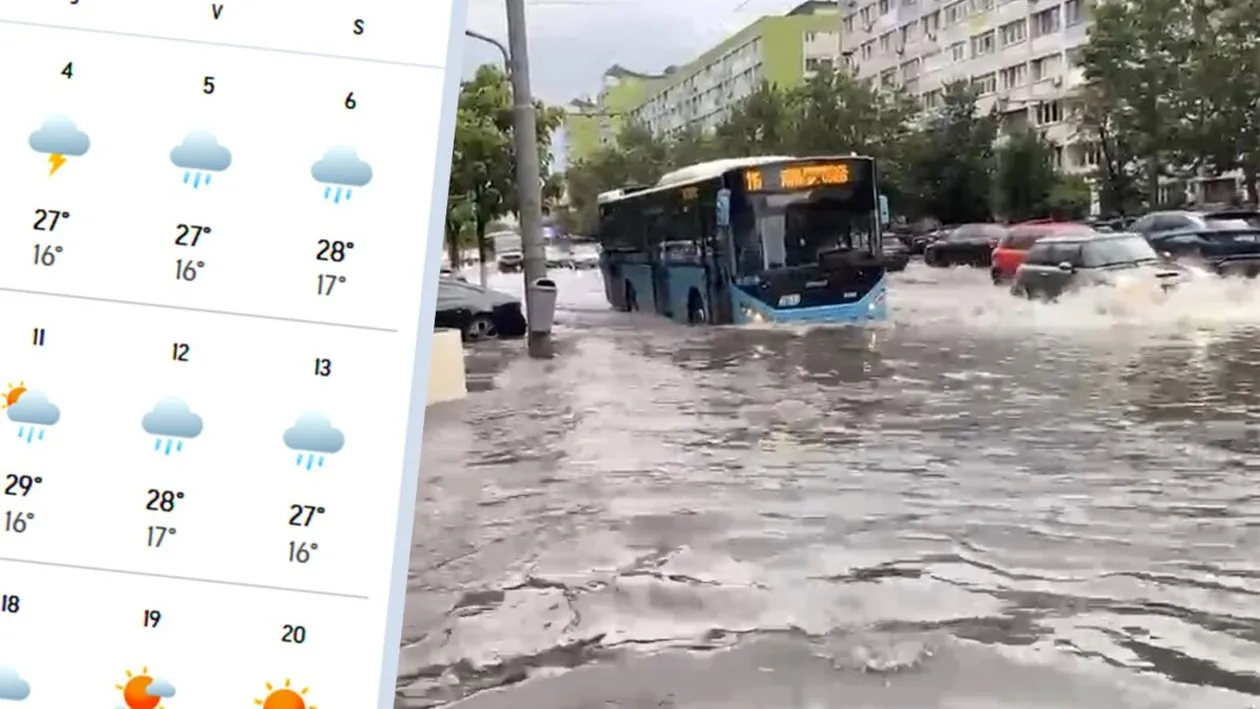 Meteorologii Accuweather anunță potop în Capitală: 12 zile consecutive de ploaie în București