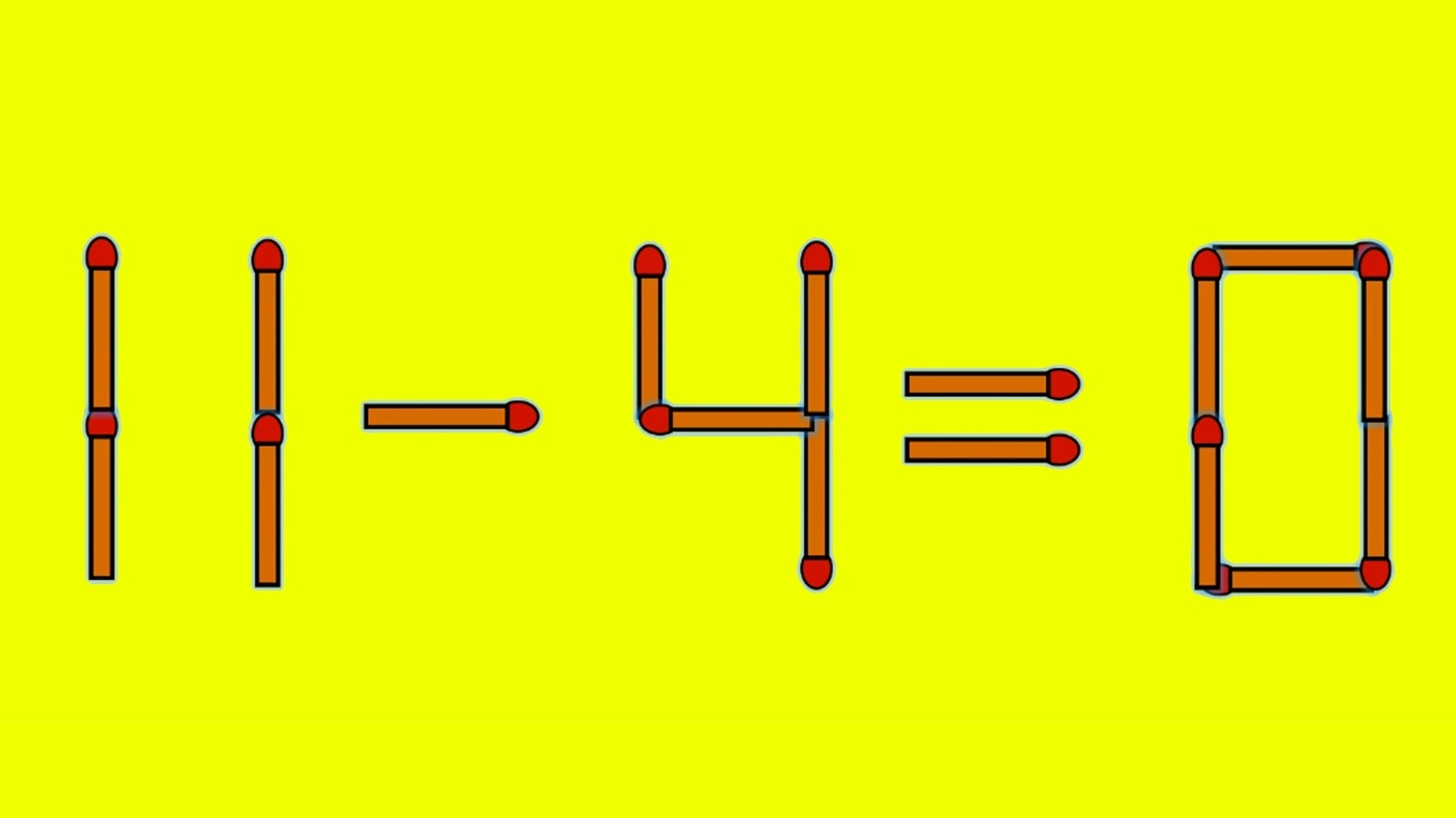 TEST IQ | 11 - 4 = 0 este greșit. Pentru a corecta egalitatea, mutați un singur chibrit