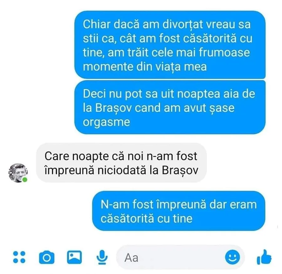 Bancul de luni | "Cât am fost căsătorită cu tine, am trăit cele mai frumoase momente din viaţa mea"