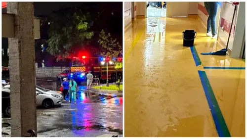Unitatea de primiri urgențe a unui spital din București, inundată după ploaia de miercuri seara. Apa a curs prin tavan. A costat 3,5 milioane euro