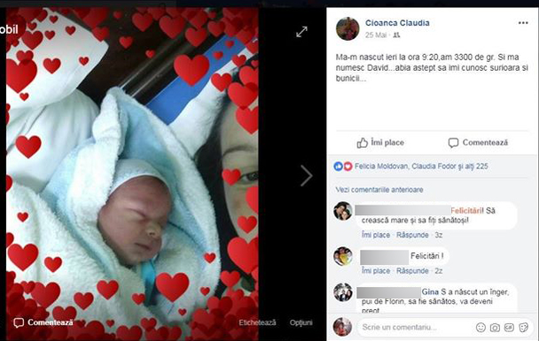 Soția ofițerului de Jandarmerie Florin Cioancă a născut un băiețel
