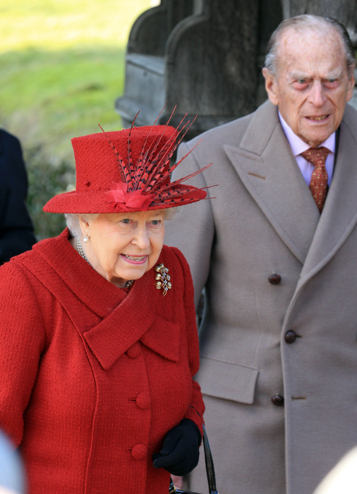 *** NO UK NEWSPAPER OR MAGAZINE RIGHTS UNTIL 7 DAYS FROM PICTURE DATE, NO UK NEWSPAPER, NO MAGAZINE ONLINE WEBSITE USE OR ANY SOCIAL MEDIA USE WITHOUT PRIOR PERMISSION ***
Photo Must Be Credited ©Stephen Daniels/Alpha Press 069856 04/02/2018
Queen Elizabeth II and Prince Philip Duke of Edinburgh attend Sunday Church Service at St Peter and St Paul Church in West Newton in King's Lynn, Norfolk.