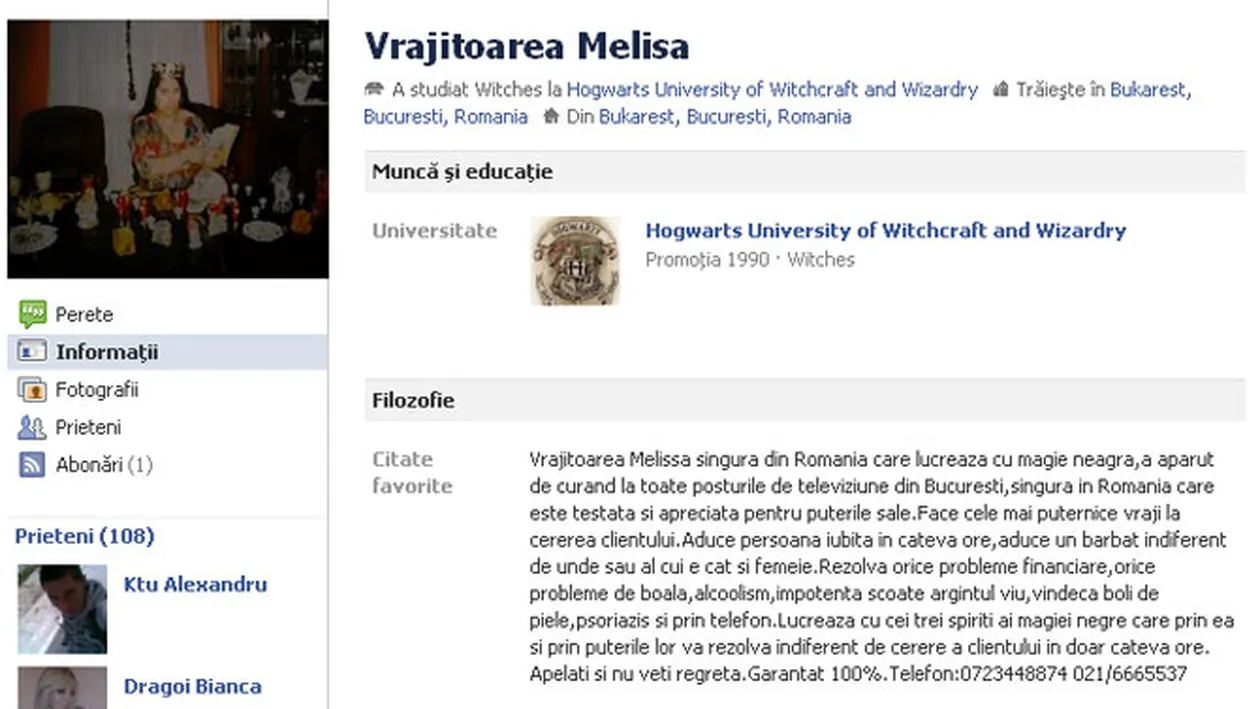 Caterinca maxima! Vrajitoarea Melissa, colega de facultate cu Harry Potter! Au jucat vajhat impreuna?!
