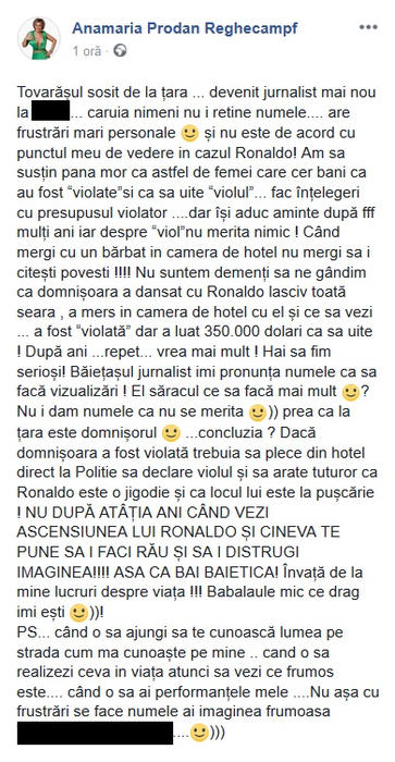 Scandal! Anamaria Prodan a răbufnit, după ce Cristiano Ronaldo a fost acuzat de viol: “Este o jigodie, iar locul lui este la pușcărie”