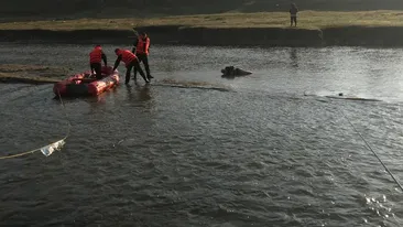 VIDEO. Un bărbat din Alexandria a fost salvat in extremis din mijlocul râului Vedea. Victima spune nu știe cum a ajuns în apă