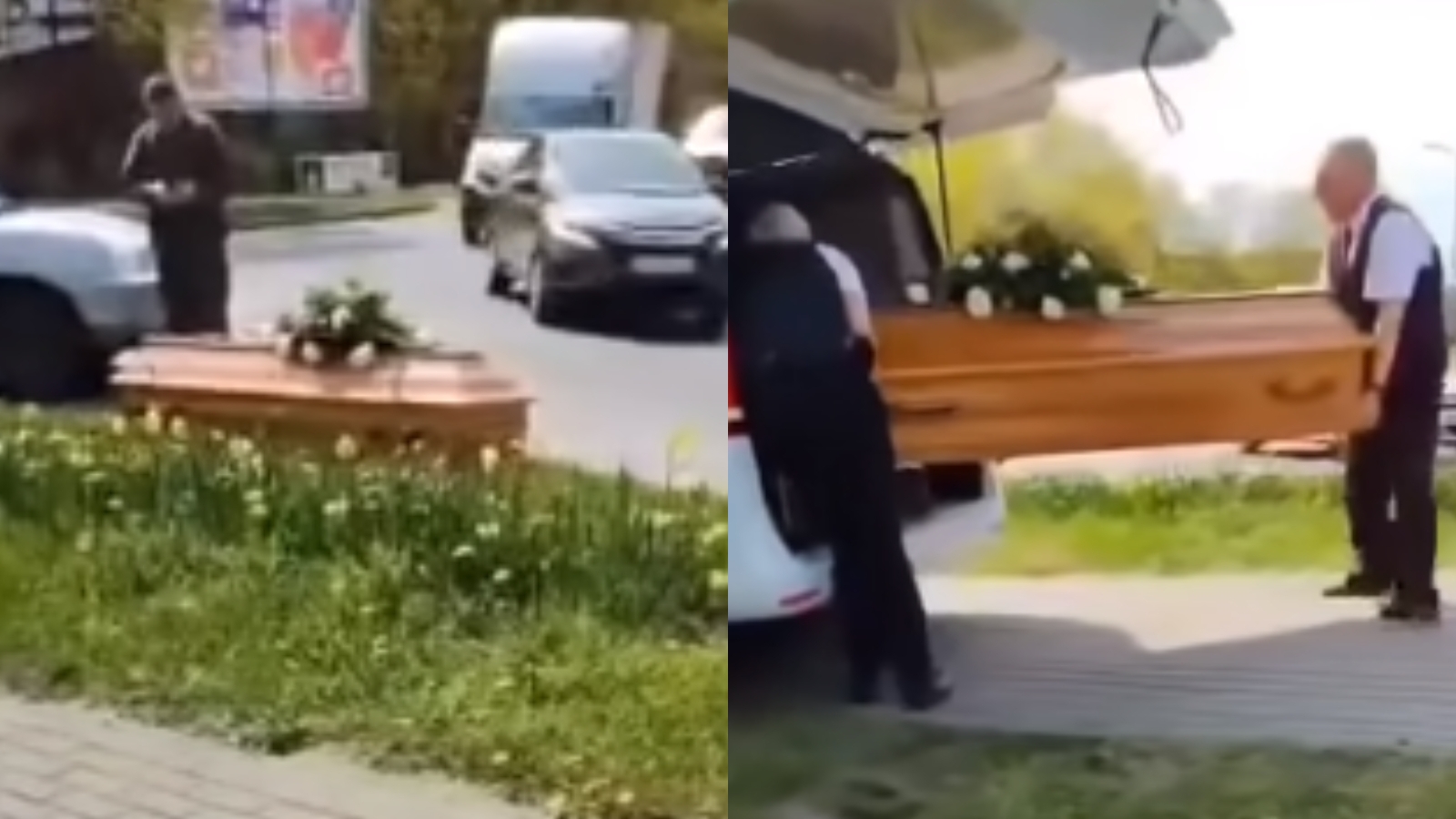 Scene ireale! Angajații unei firme de pompe funebre au pierdut un sicriu, iar imaginile au devenit virale