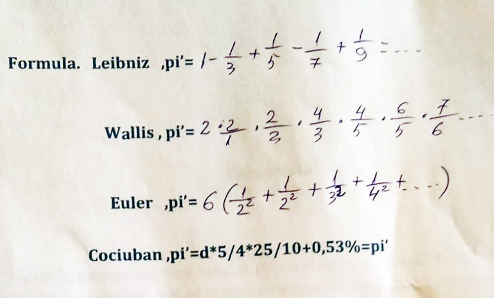 Formulele prin care se calculează constanta "pi", în trei variante consacrate plus una "originală"