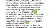 BANC | Scrisoarea de dragoste a unui șofer: Silvico, volanul inimii mele..