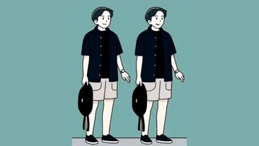 Test de logică | Acești doi tineri par identici, dar nu sunt. Găsiți singura diferență dintre ei!