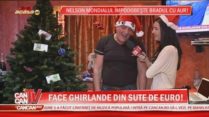 Cel mai simpatic interlop, pregatit de "Craciunul Bossilor" la CANCAN TV! Nelson Mondialu a impodobit bradul doar cu euro si aur