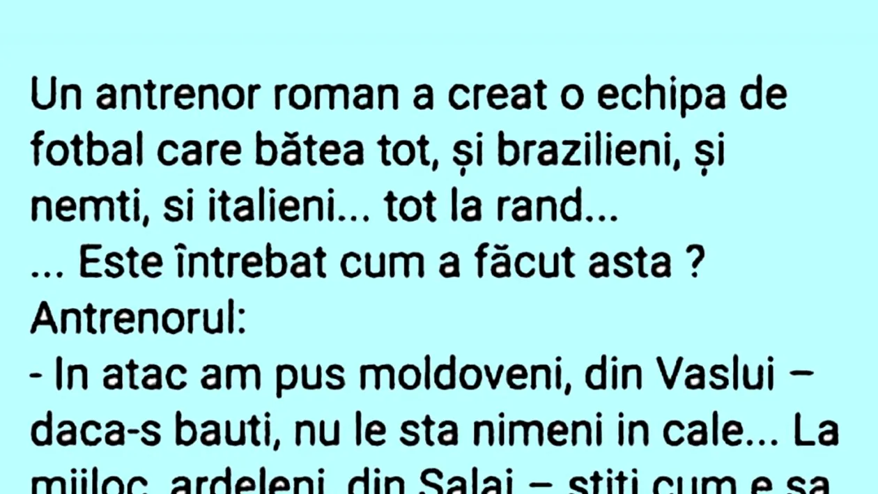 BANC | Echipa invincibilă de fotbal