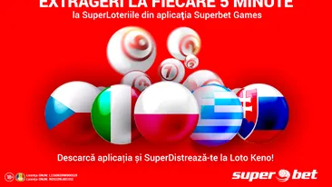 Extrageri la fiecare 5 minute la loteriile din aplicația Superbet!