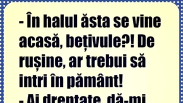 BANC | În halul ăsta se vine acasă, bețivule?