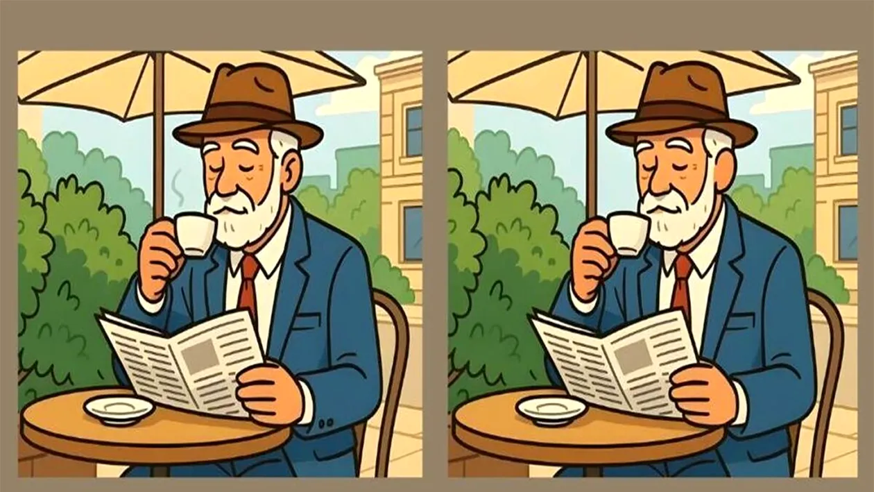 Test de inteligență | Acești doi pensionari par identici, dar nu sunt. Identificați 3 diferențe!