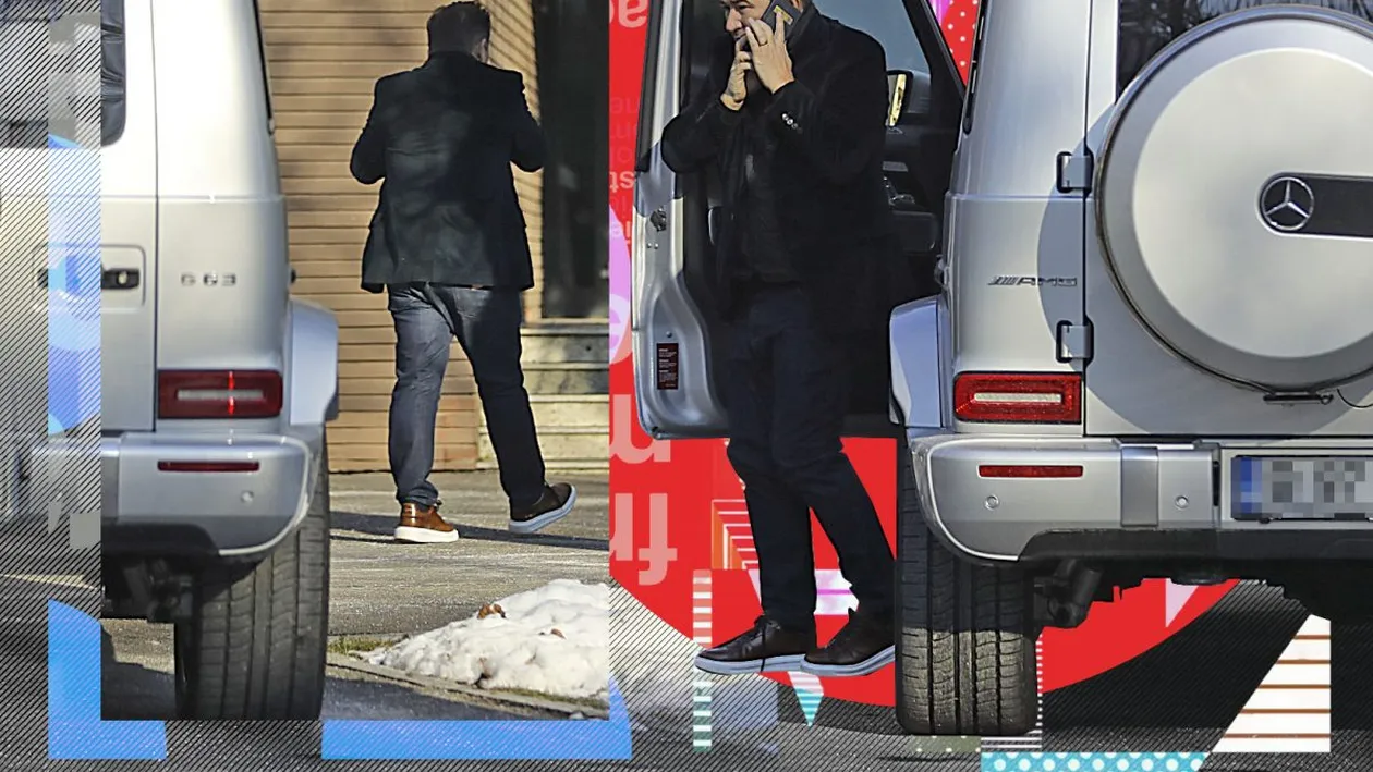 Imagini rare cu discretul milionar. A apărut în Capitală la bordul unui superb Mercedes G 63 AMG de 150 mii €, la care a asortat pantofi Louis Vuitton și blugi Dolce&Gabbana