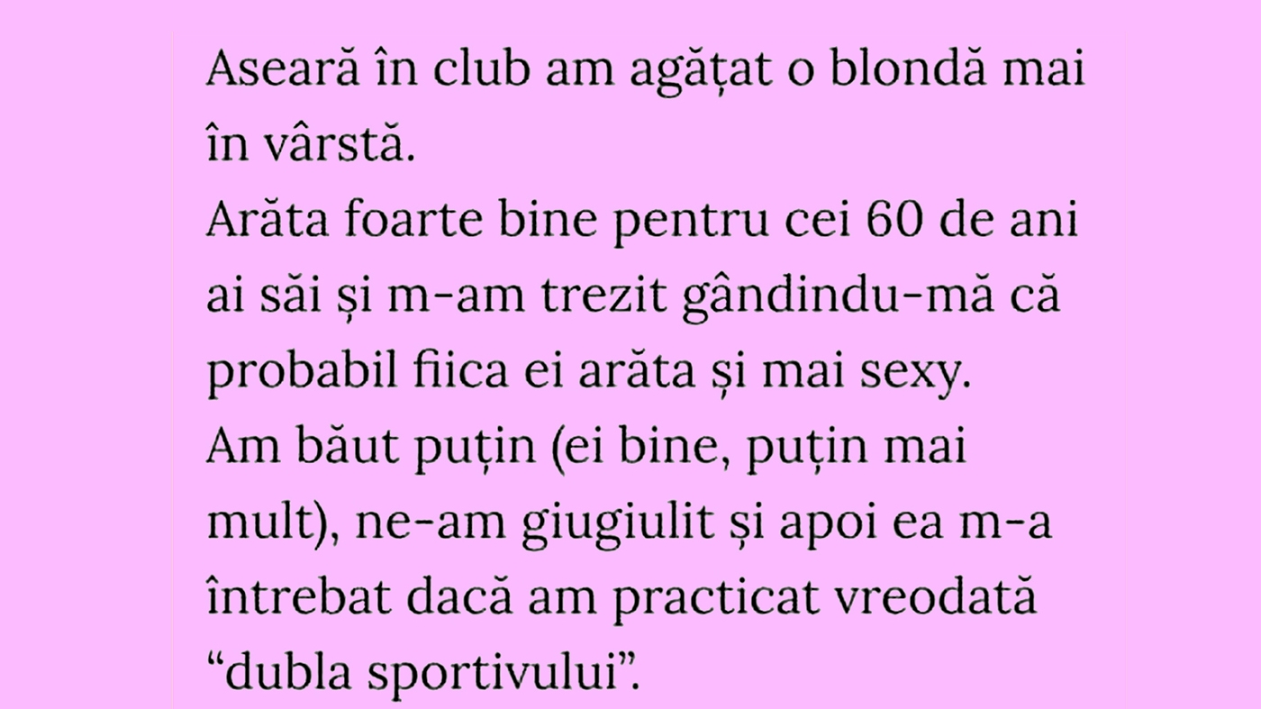 Bancul de weekend | "Dubla sportivului"