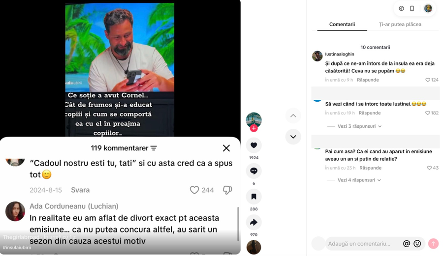 Iustina, scandal cu fosta soție a lui Cornel