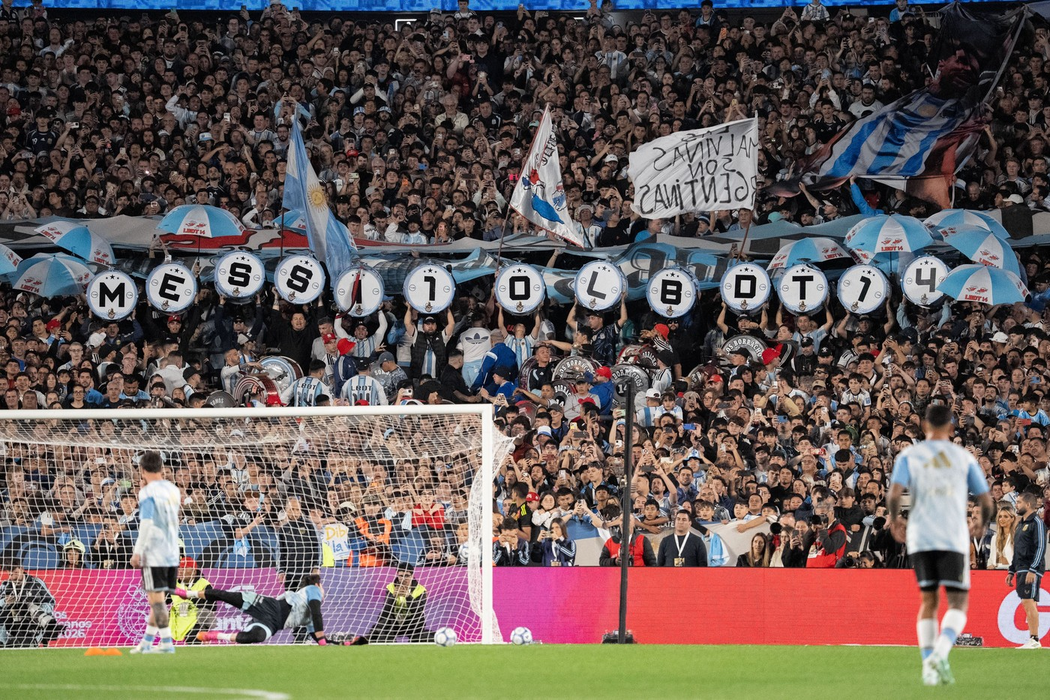 Argentine fans celebrate in the stands before the international friendly football match between Argentina and Benin, at the Estadio Monumental Antonio V. Liberti, on October 6, 2026, in Buenos Aires, Argentina. Lionel Messi will play his last match for Argentina after announcing his retirement from the national team. Richard Callis / Fotoarena
Argentina vs. Benin - 06 Oct 2026,Image: 1141206397, License: Rights-managed, Restrictions: RESTRIÇŐES: USO EXCLUSIVO PARA EDITORIAL, MODEL-RELEASE NAO, PROPERTY-RELEASE NAO, Model Release: no  , Credit line: Richard Callis/SPP / Shutterstock Editorial / Profimedia