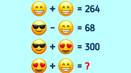TEST IQ | Rezolvați ecuația emoji-urilor din imagine! Care e rezultatul final?