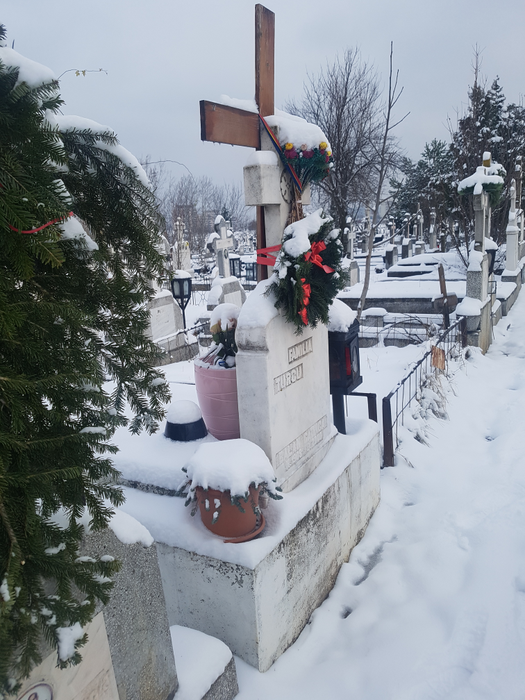 Văduva i-a împodobit mormântul milionarului Vasile Turcu înainte de Crăciun!
