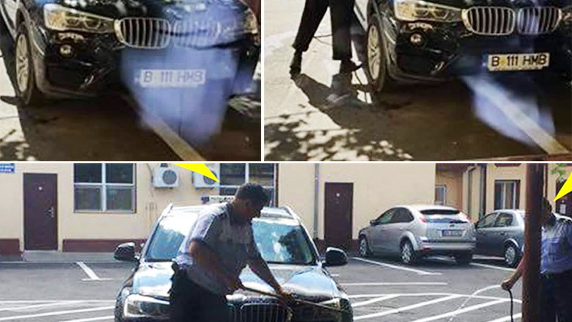Imagini halucinante surprinse în Brăila! Cui îi aparţine BMW-ul pe care îl spală aceşti poliţişti!