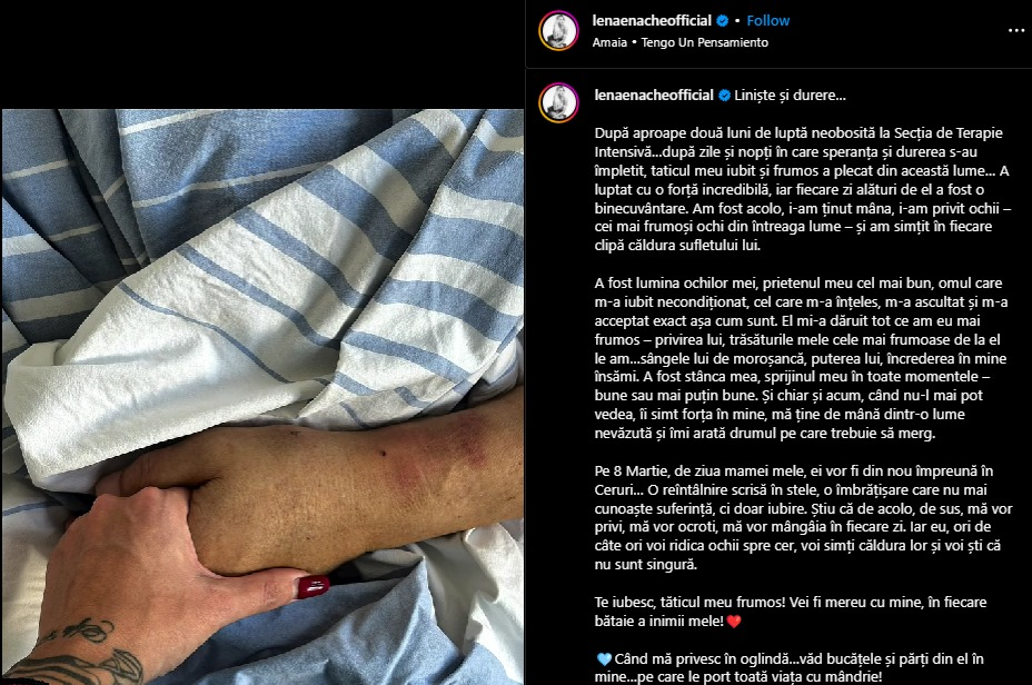 Tatăl Lenei Enache s-a stins din viață. Sursa foto: Instagram / Lena Enache