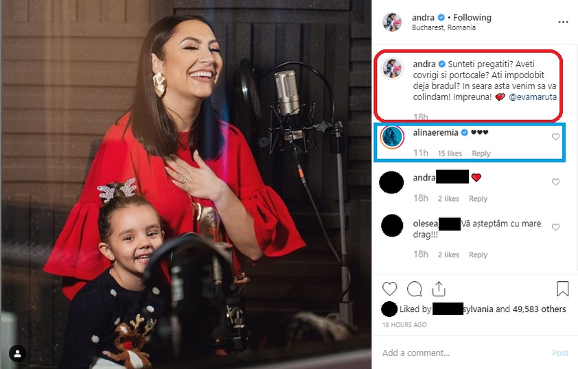 Andra, primul cântec de Crăciun lansat împreună cu fiica ei. Eva a moștenit talentul îndrăgitei artiste, iar versurile colindului sunt emoționante