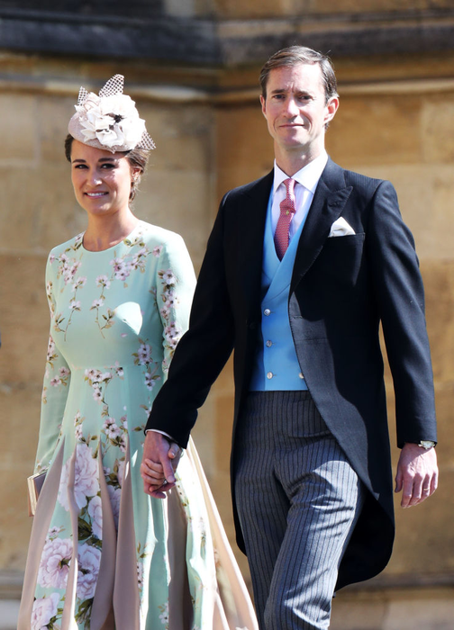 WINDSOR, ENGLAND - MAY 19:  Pippa Middleton and James Matthews arrive at the wedding of Prince Harry to Ms Meghan Markle at St George's Chapel, Windsor Castle on May 19, 2018 in Windsor, England.  (Photo by Chris Jackson/Getty Images)