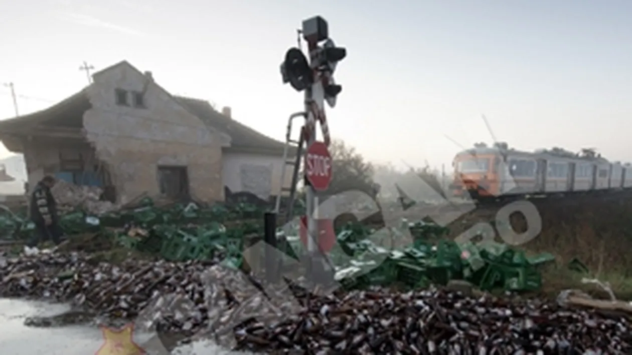 600 de navete cu bere, distruse de tren la Miercurea Ciuc