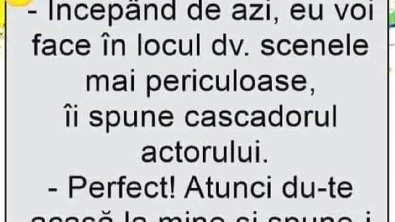 BANCUL ZILEI | Actorul, cascadorul și scenele periculoase
