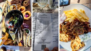 Câți euro au plătit 6 turiști români, pentru o cină copioasă în Thassos. La final, au fotografiat nota de plată