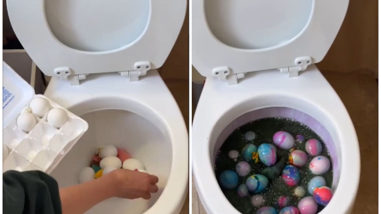 Astea e ultima! Influencerița care a vopsit ouăle de Paște în vasul de toaletă