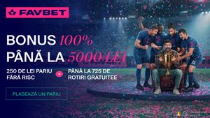 (P) An nou, bonus nou! La Favbet, te înregistrezi și primești până la 5000 de lei și 725 de rotiri gratuite