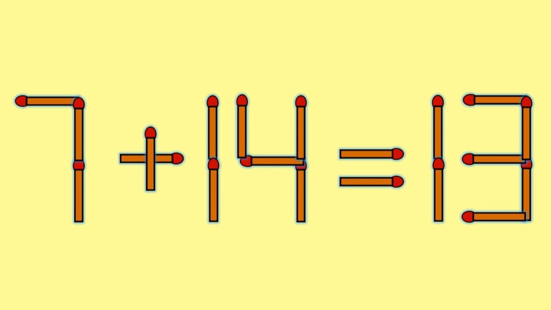 Test de inteligență | Mutați un singur chibrit pentru a corecta 7 + 14 = 13