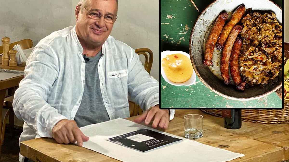 Nu e o glumă! Câți lei costă o porție de cârnați în restaurantul lui Mircea Dinescu din Centrul Vechi