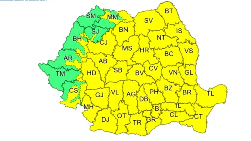 Atenționare meteorologică COD GALBEN pentru 12 mai! Care sunt zonele afectate