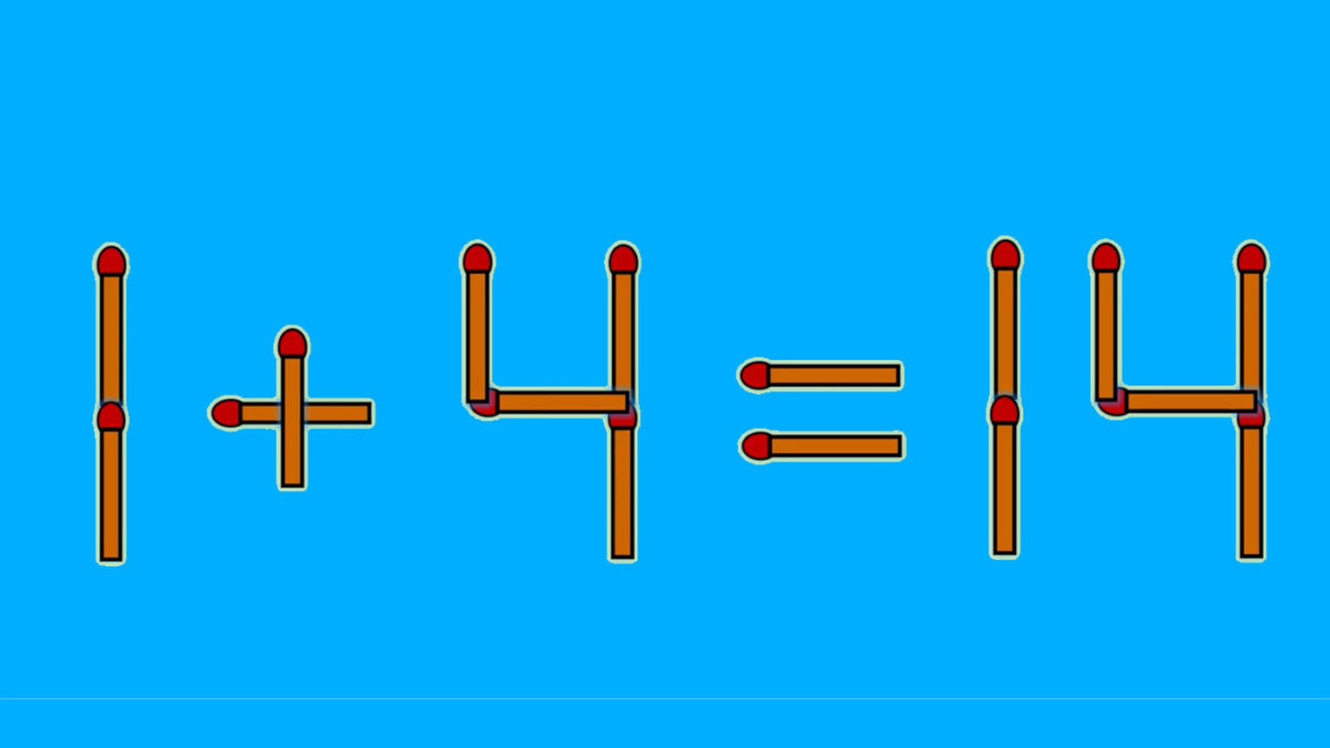 Test IQ cu chibrituri | Corectați 1 + 4 = 14, mutând două bețe