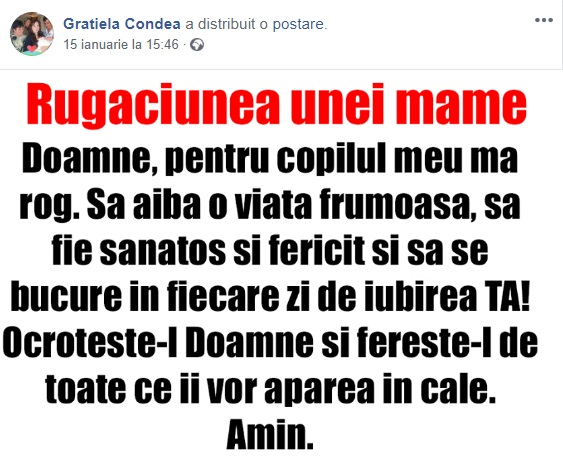 Mama Ioanei Condea, mesaj cutremurător postat în urmă cu puțin timp. Îți dau lacrimile
