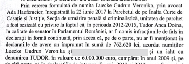 Doina Tudor, acuzată că a "ascuns" mai multe bunuri când și-a completat declarația de avere