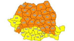 Avertizare meteo de la ANM! Coduri galben și portocaliu de ploi și furtuni în toată țara