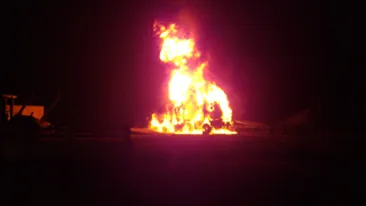 O cisterna cu bitum a luat foc pe DN1, in Sibiu!