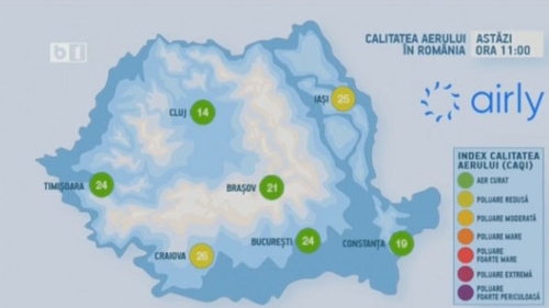 Cât de poluat este aerul în România? B1 TV, o rubrică zilnică despre calitatea aerului din București și din principalele orașe ale țării