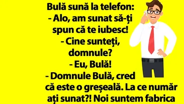 BANC | Bulă sună la telefon: Alo, am sunat să-ți spun că te iubesc