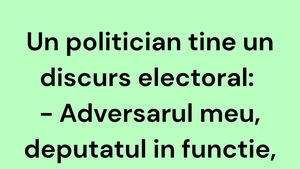 BANCUL ZILEI | Un politician ține un discurs electoral