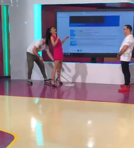 Flick, filmat în ipostaze nemaivăzute în direct la TV! A băgat mopul printre picioarele lui Nasrin Ameri și…