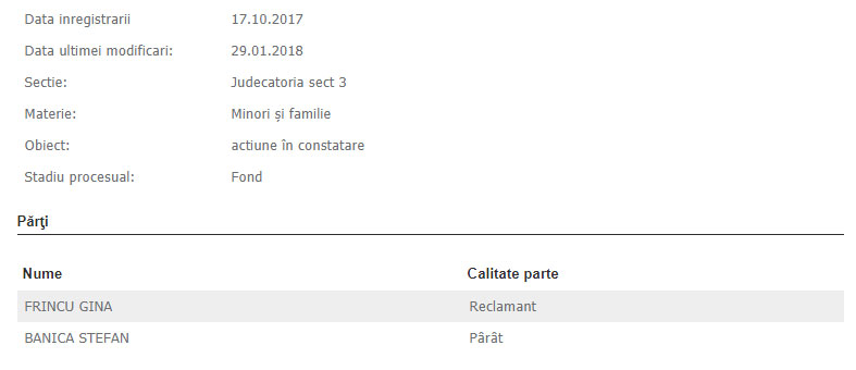 Ștefan Bănică, dat în judecată de Gina Frîncu
